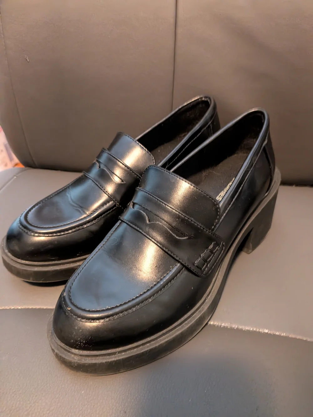 Classic Black Y2K Heeled Platform Loafers - Picture 1 of 4